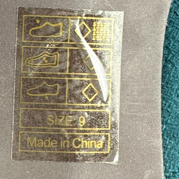 Mod Cloth Heel Pump Shoes Womens 9 Dark Teal Green Tulip Embroidered Floral - Picture 8 of 8